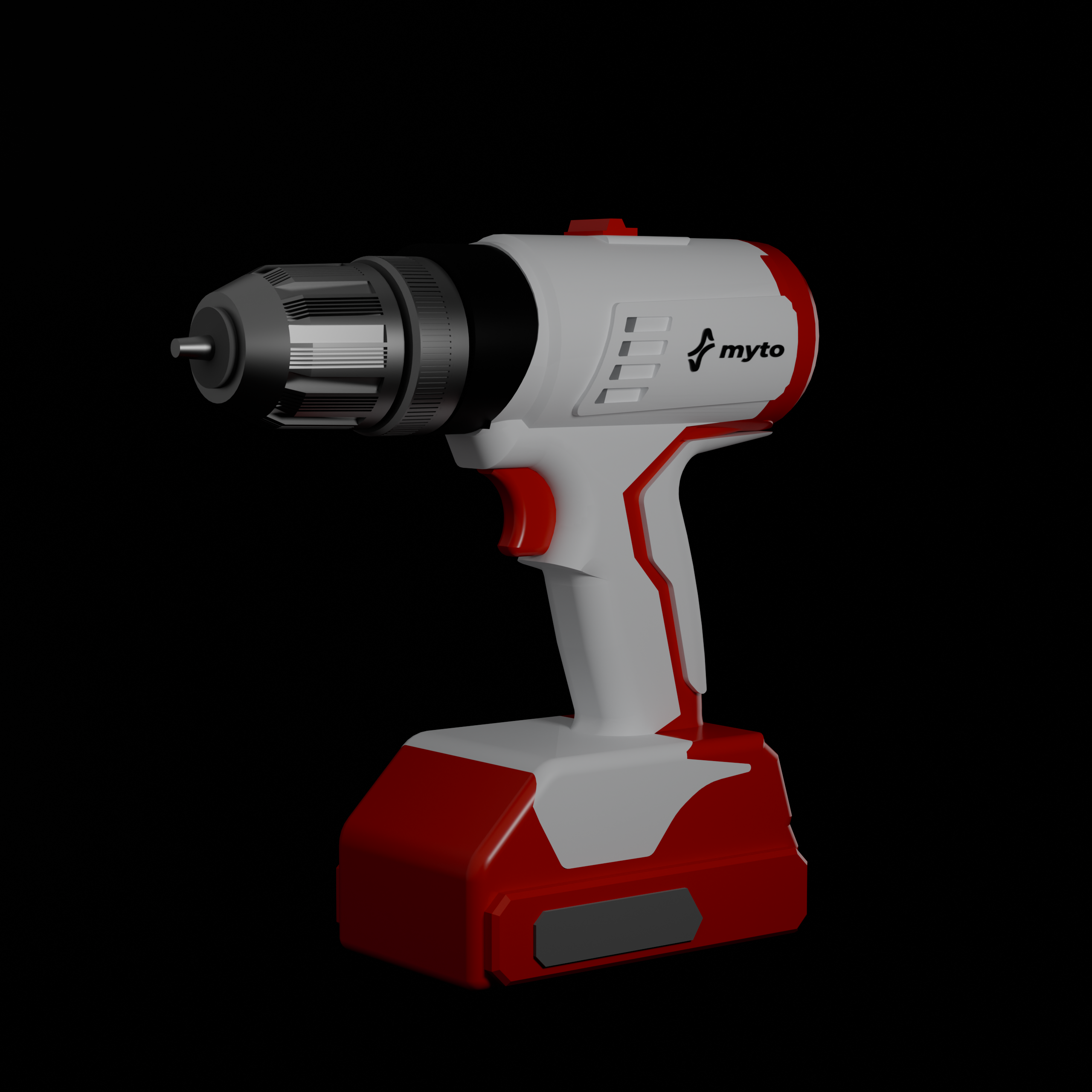 Cordless drill concept modeled in Fusion and rendered in Blender