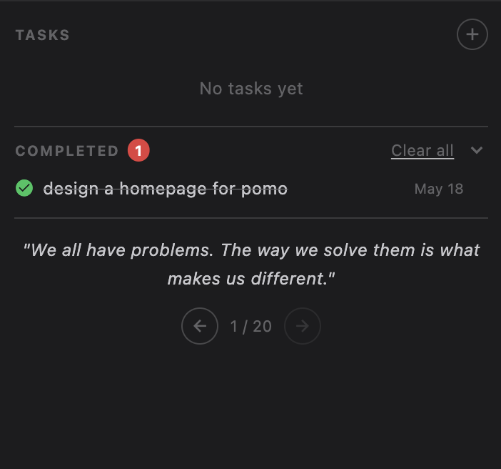 Pomo task management section